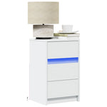HKH Mesa de Cabeceira com Luzes Led em Derivados de Madeira - Branco