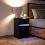 HKH Mesa de Cabeceira com Luzes Led em Derivados de Madeira - Preto