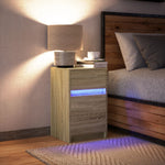 HKH Mesa Cabeceira com Luzes Led em Derivados de Madeira Sonoma em Carvalho