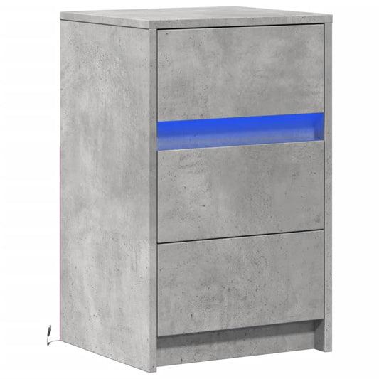 HKH Mesa de Cabeceira com Luzes Led em Derivados de Madeira Cinza Cimento