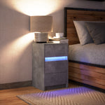 HKH Mesa de Cabeceira com Luzes Led em Derivados de Madeira Cinza Cimento