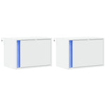 HKH Conjunto de 2 Mesas de Cabeceira de Parede com Luzes Led - Branco