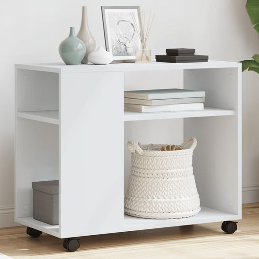 Mesa auxiliar HKH con ruedas de madera manufacturada - Blanco