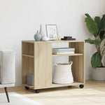 Mesa auxiliar HKH con ruedas, de roble y de madera reconstituida