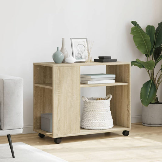 Mesa auxiliar HKH con ruedas, de roble y de madera reconstituida