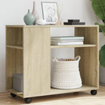 Mesa auxiliar HKH con ruedas, de roble y de madera reconstituida