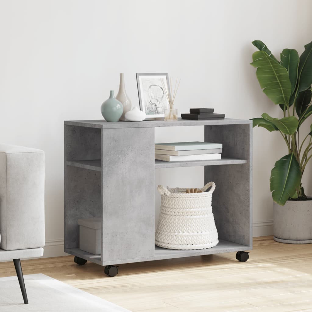 Mesa auxiliar con ruedas HKH Cemento en derivados de madera - Gris