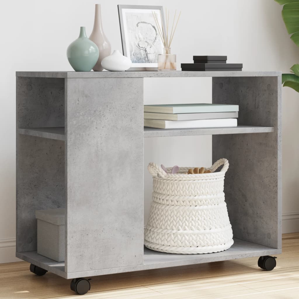 Mesa auxiliar con ruedas HKH Cemento en derivados de madera - Gris