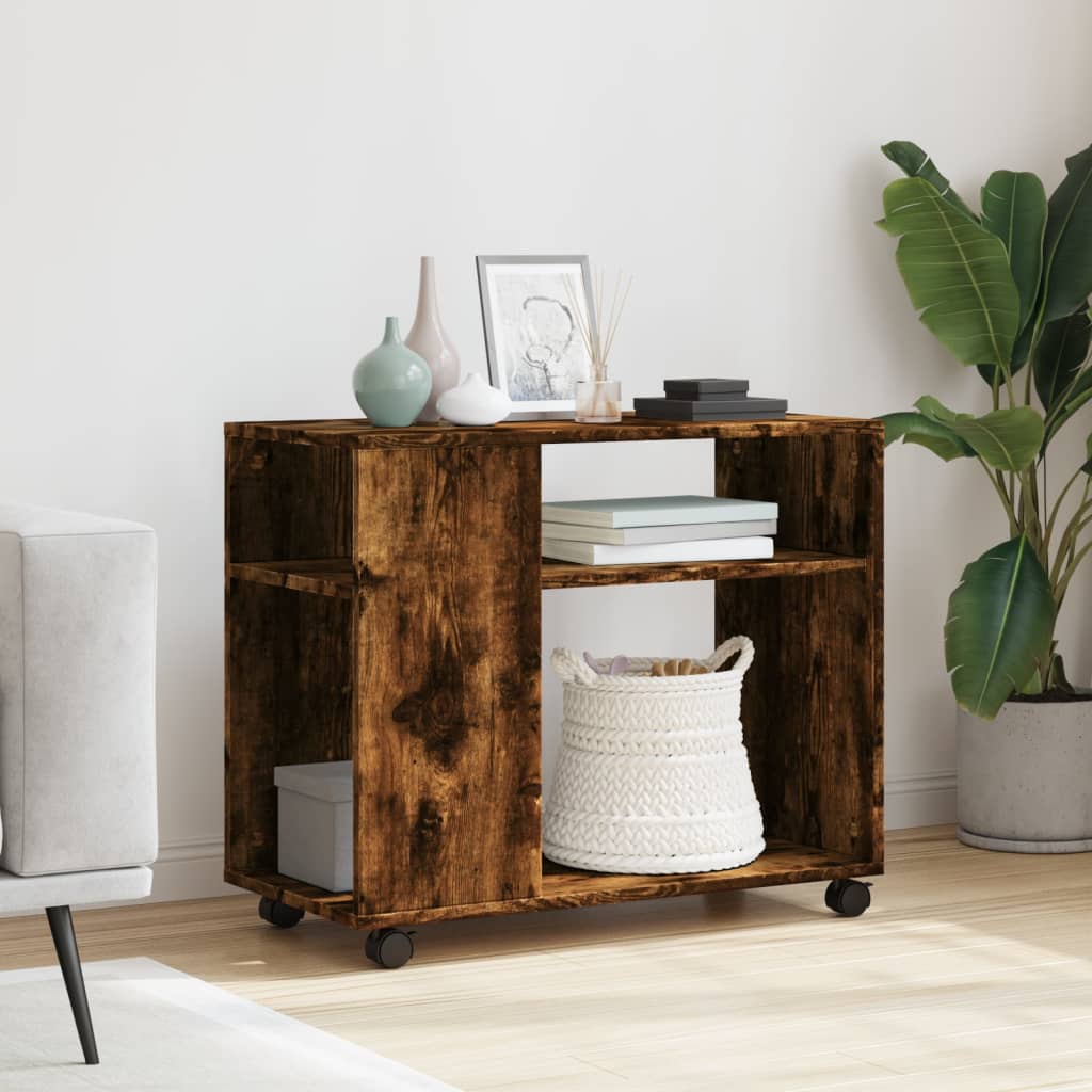 Mesa auxiliar HKH con ruedas, en roble ahumado y derivados de la madera