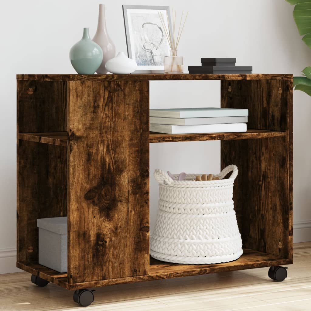 Mesa auxiliar HKH con ruedas, en roble ahumado y derivados de la madera