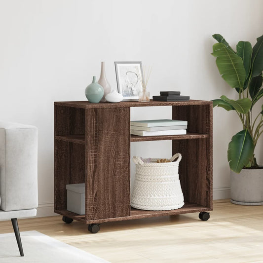 HKH Mesa Auxiliar con Ruedas de Roble y Derivados de Madera - Marrón