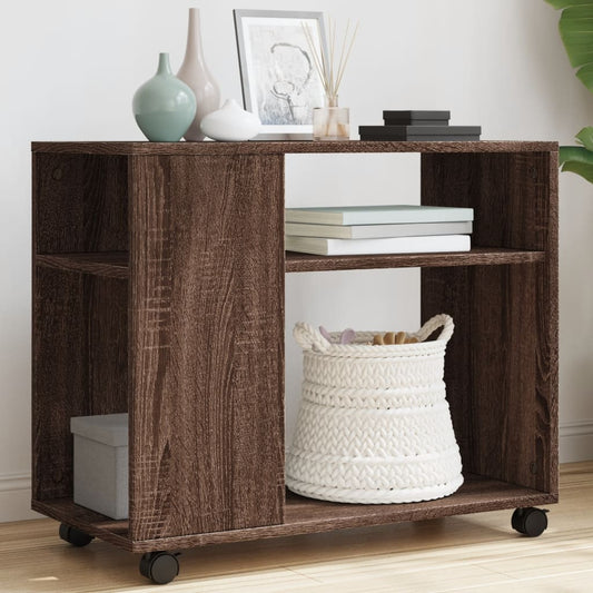 HKH Mesa Auxiliar con Ruedas de Roble y Derivados de Madera - Marrón