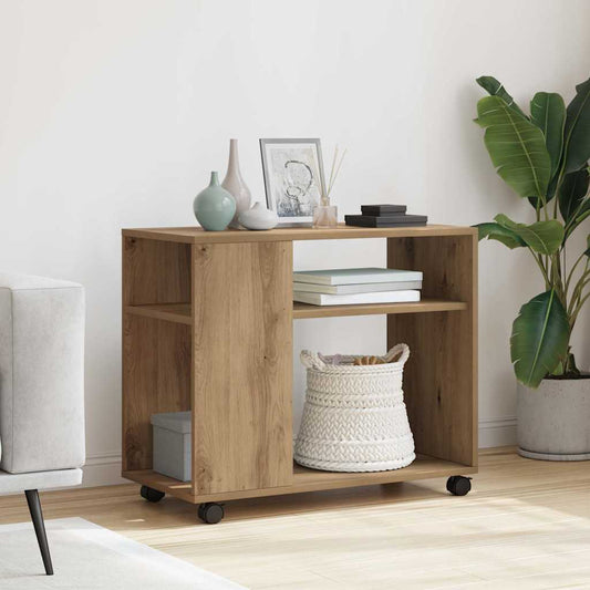 Mesa Auxiliar con Ruedas HKH Artisiano de Roble y Madera Aglomerada