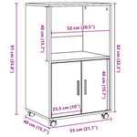 Mueble móvil HKH de madera con ruedas 55 x 40 x 91 cm - Blanco