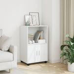 Mueble móvil HKH de madera con ruedas 55 x 40 x 91 cm - Blanco