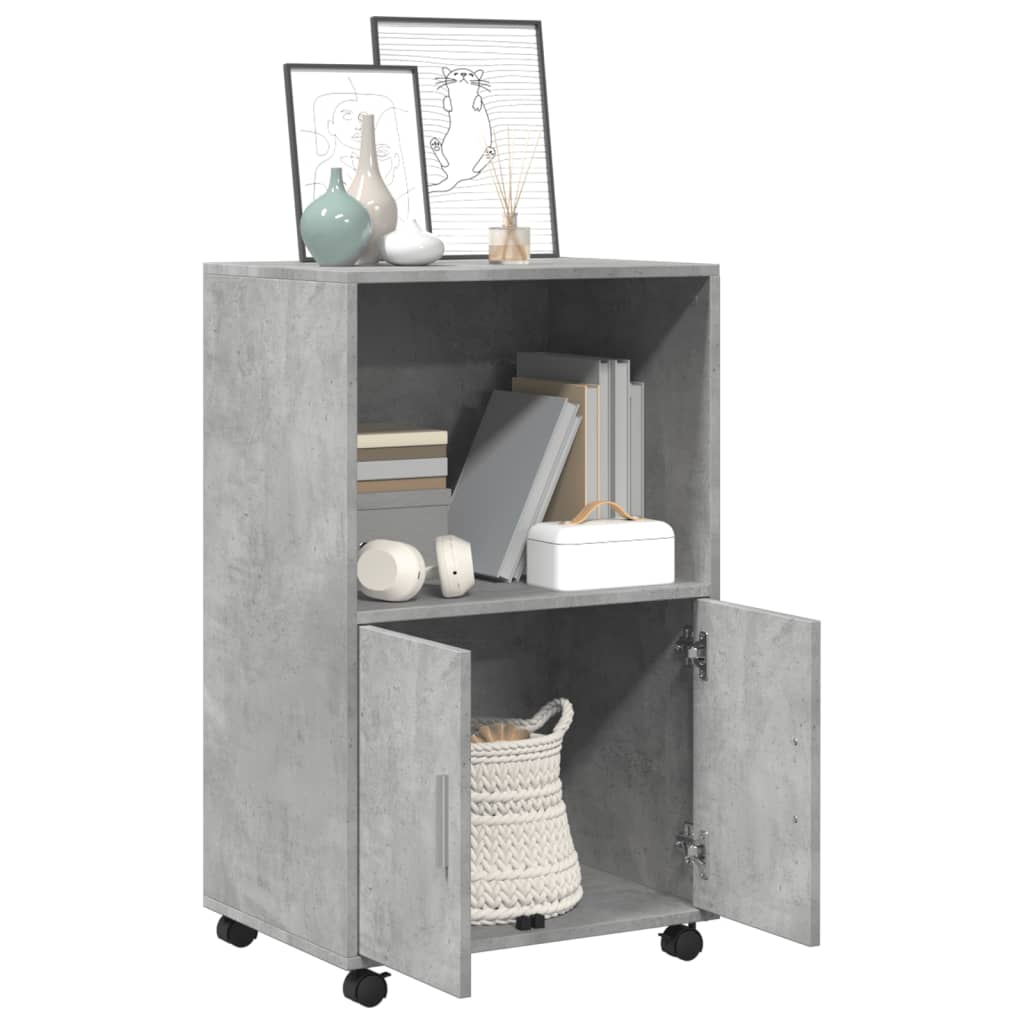 Mueble auxiliar con ruedas de madera HKH 55 X 40 X 91 Cm - Gris-Cemento