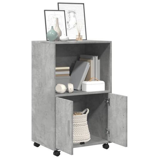 Mueble auxiliar con ruedas de madera HKH 55 X 40 X 91 Cm - Gris-Cemento