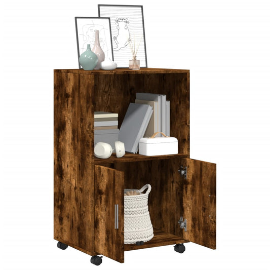 Mueble móvil HKH de derivados de madera con ruedas 55 x 40 x 91 cm - Roble ahumado