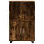 Mueble móvil HKH de derivados de madera con ruedas 55 x 40 x 91 cm - Roble ahumado
