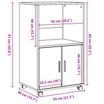Mueble móvil HKH de derivados de madera con ruedas 55 x 40 x 91 cm - Roble ahumado