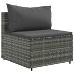HKH 4 Pcs Conjunto Lounge de Jardim C/ Almofadões Vime Pe - Cinzento