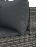 HKH 4 Pcs Conjunto Lounge de Jardim C/ Almofadões Vime Pe - Cinzento