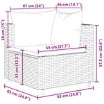 HKH 4 Pcs Conjunto Lounge de Jardim C/ Almofadões Vime Pe - Cinzento