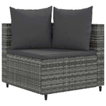 HKH 4 Pcs Conjunto Sofás de Jardim C/ Almofadões Vime Pe - Cinzento
