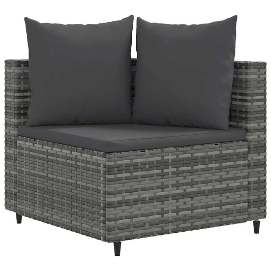 HKH 4 Pcs Conjunto Sofás de Jardim C/ Almofadões Vime Pe - Cinzento