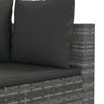 HKH 4 Pcs Conjunto Sofás de Jardim C/ Almofadões Vime Pe - Cinzento