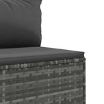 HKH 4 Pcs Conjunto Sofás de Jardim C/ Almofadões Vime Pe - Cinzento