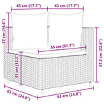 HKH 4 Pcs Conjunto Sofás de Jardim C/ Almofadões Vime Pe - Cinzento