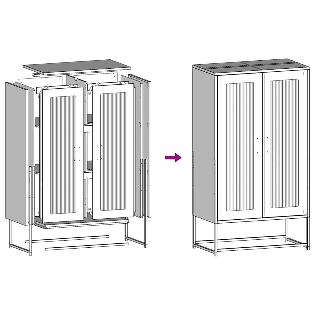 Aparador Alto HKH de Acero Laminado en Frío con 2 Puertas 68 X 39 X 123 Cm - Antracita