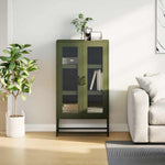 Aparador alto HKH de acero laminado en frío con 2 puertas, 68 x 39 x 123 cm, verde oliva