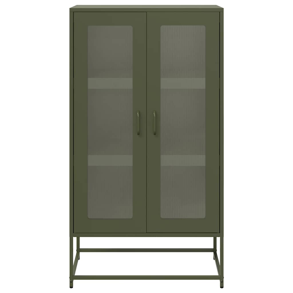 Aparador alto HKH de acero laminado en frío con 2 puertas, 68 x 39 x 123 cm, verde oliva