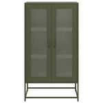 Aparador alto HKH de acero laminado en frío con 2 puertas, 68 x 39 x 123 cm, verde oliva