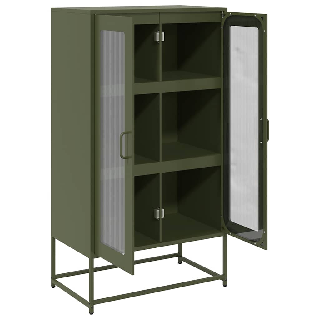 Aparador alto HKH de acero laminado en frío con 2 puertas, 68 x 39 x 123 cm, verde oliva