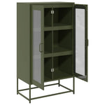 Aparador alto HKH de acero laminado en frío con 2 puertas, 68 x 39 x 123 cm, verde oliva