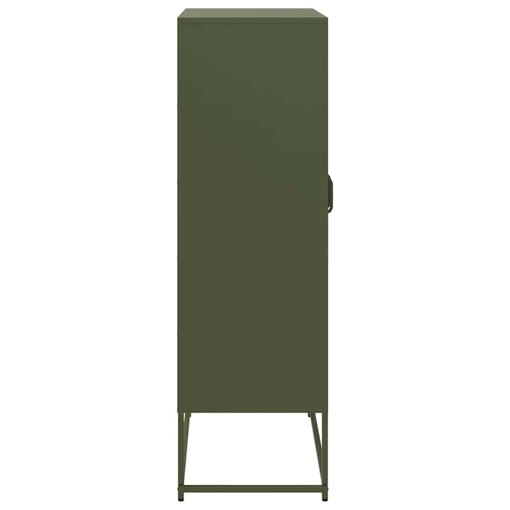Aparador alto HKH de acero laminado en frío con 2 puertas, 68 x 39 x 123 cm, verde oliva