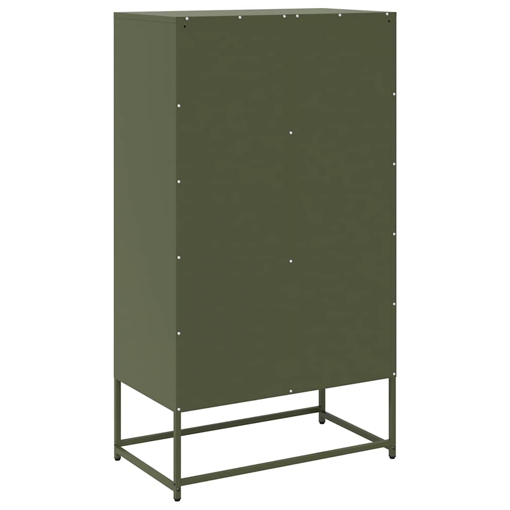 Aparador alto HKH de acero laminado en frío con 2 puertas, 68 x 39 x 123 cm, verde oliva