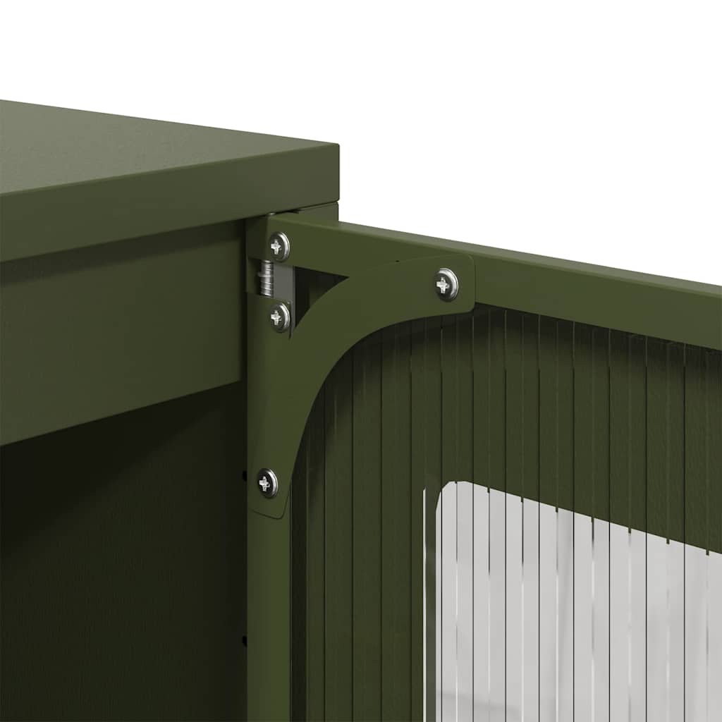 Aparador alto HKH de acero laminado en frío con 2 puertas, 68 x 39 x 123 cm, verde oliva
