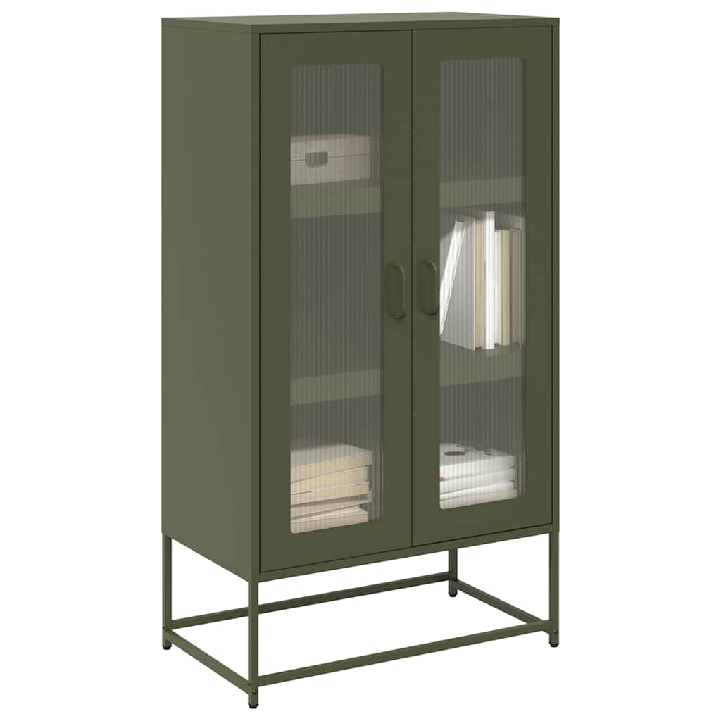 Aparador alto HKH de acero laminado en frío con 2 puertas, 68 x 39 x 123 cm, verde oliva