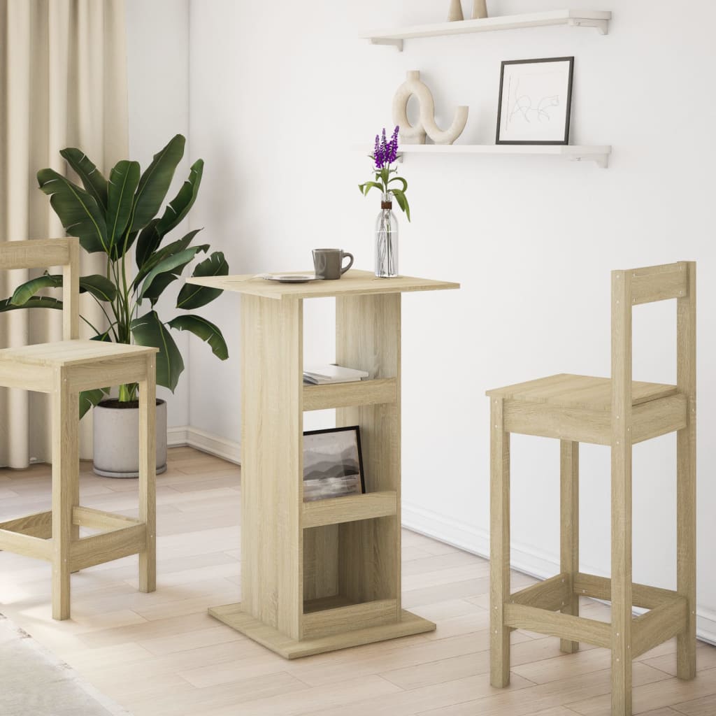 Mesa de bar HKH con almacenamiento de madera de roble Sonoma