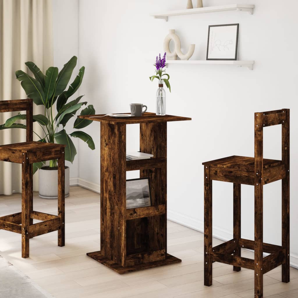 HKH Mesa de bar con almacenamiento en derivados de madera ahumada en roble