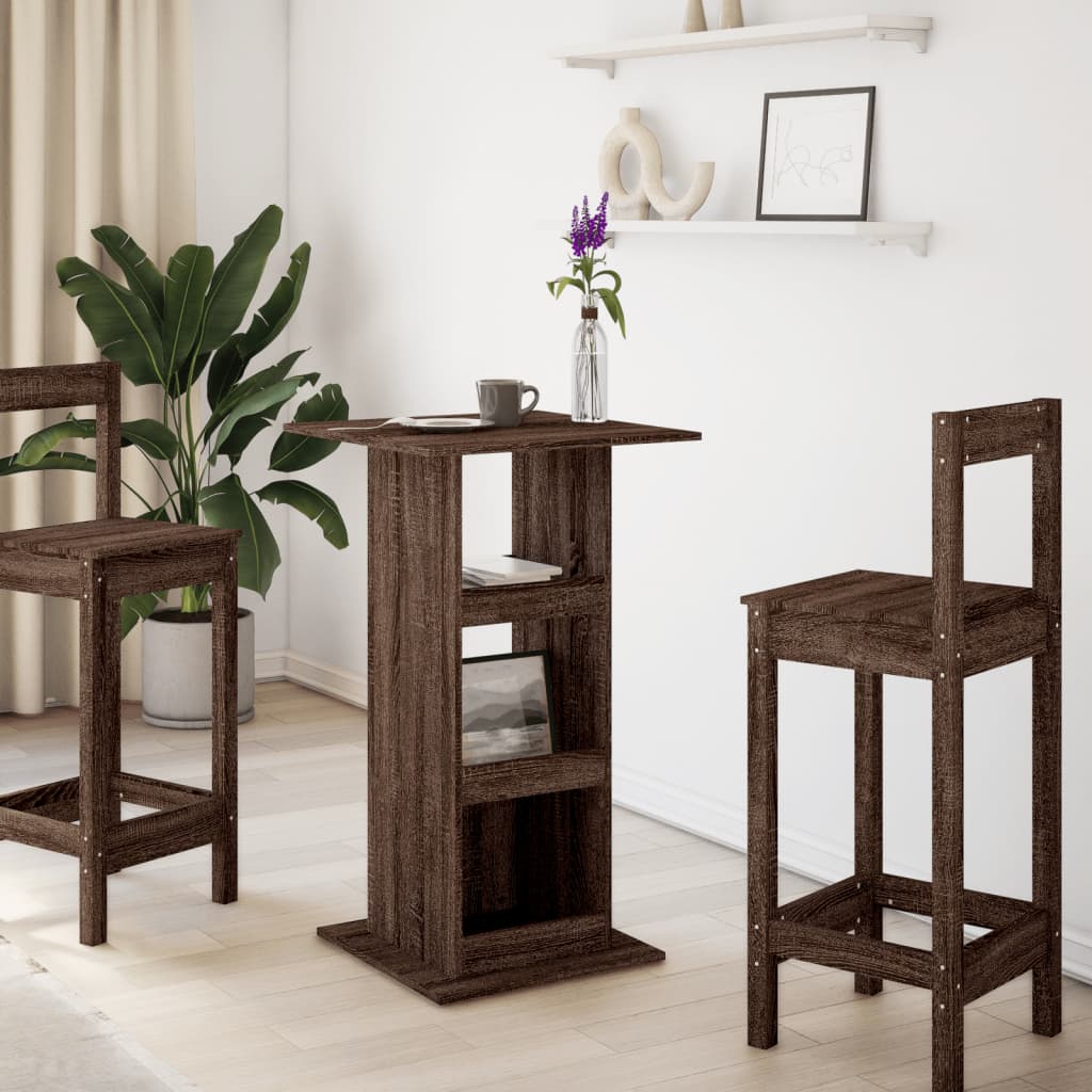 Mesa de bar con almacenaje de madera contrachapada, color roble marrón, de HKH