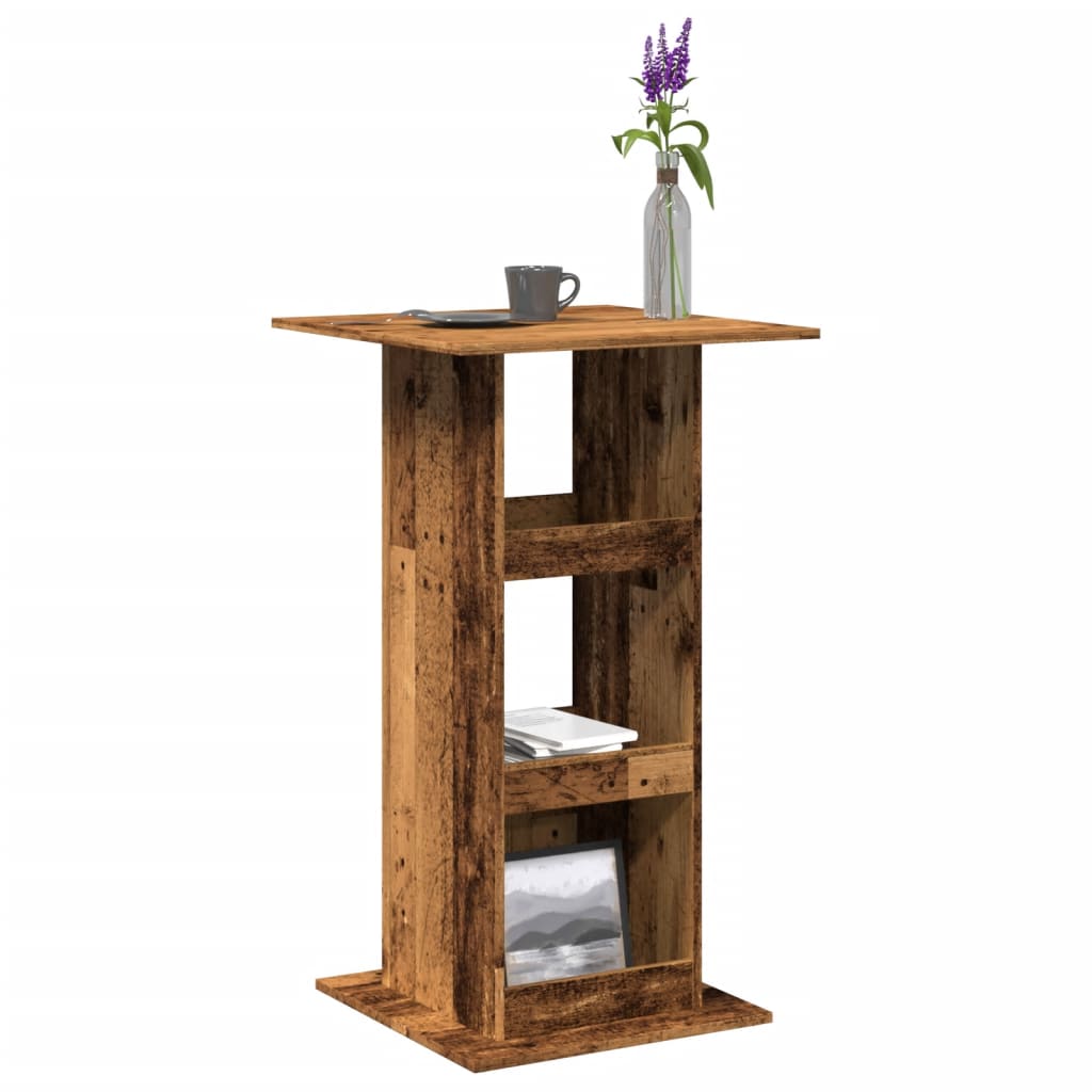 HKH Mesa de Bar con Almacenamiento de Derivados de Madera Madera Vieja
