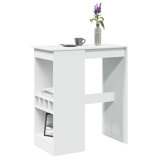 HKH Mesa de Bar com Prateleiras em Derivados de Madeira - Branco
