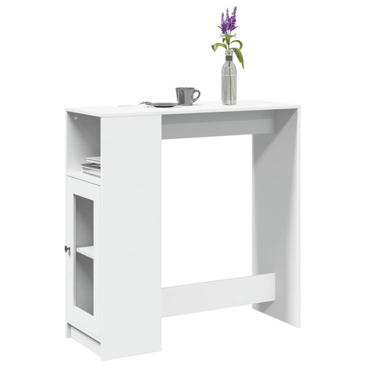 HKH Mesa de Bar con Estantes de Aglomerado - Blanco