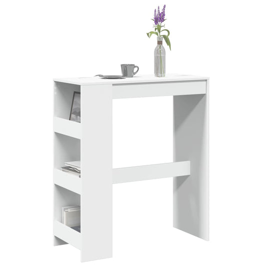 HKH Mesa de Bar com Prateleiras em Derivados de Madeira - Branco