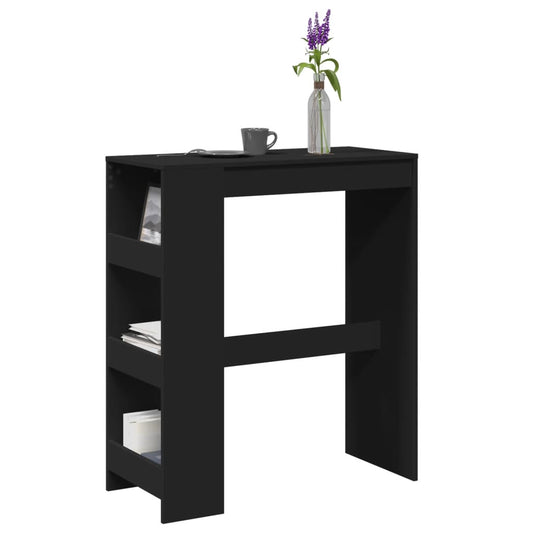 HKH Mesa de Bar com Prateleiras em Derivados de Madeira - Preto